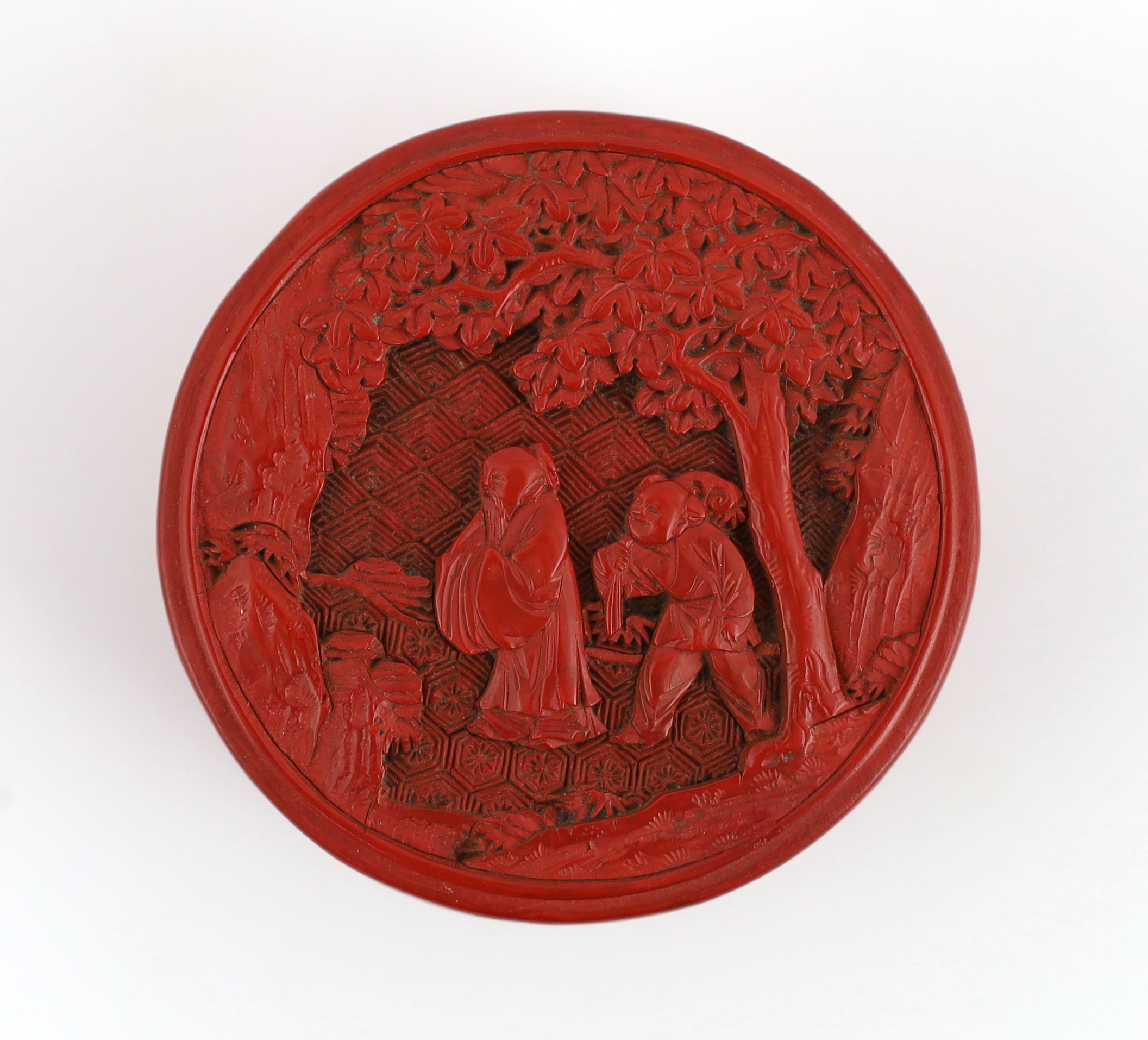 A Chinese cinnabar lacquer circular box, Qianlong period